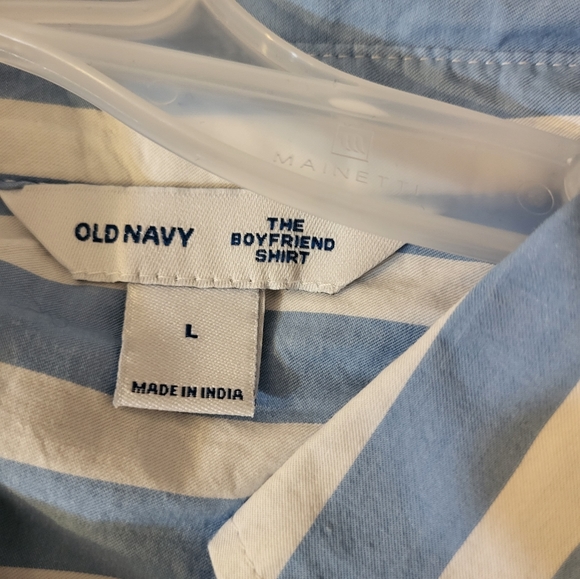 Old Navy Blue Chambray White Stripe Classic Relax Button down Shirt Larg… - Picture 5 of 8